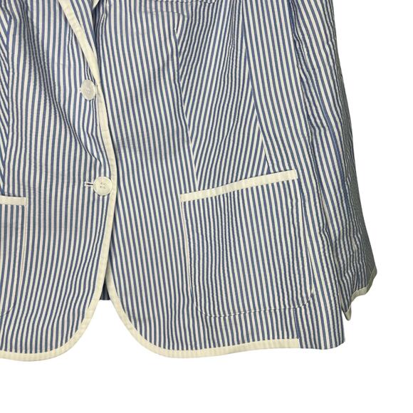 Talbots Size 14 Classic Summer Seersucker Blazer Jacket Lined Cotton Washable - Picture 8 of 13
